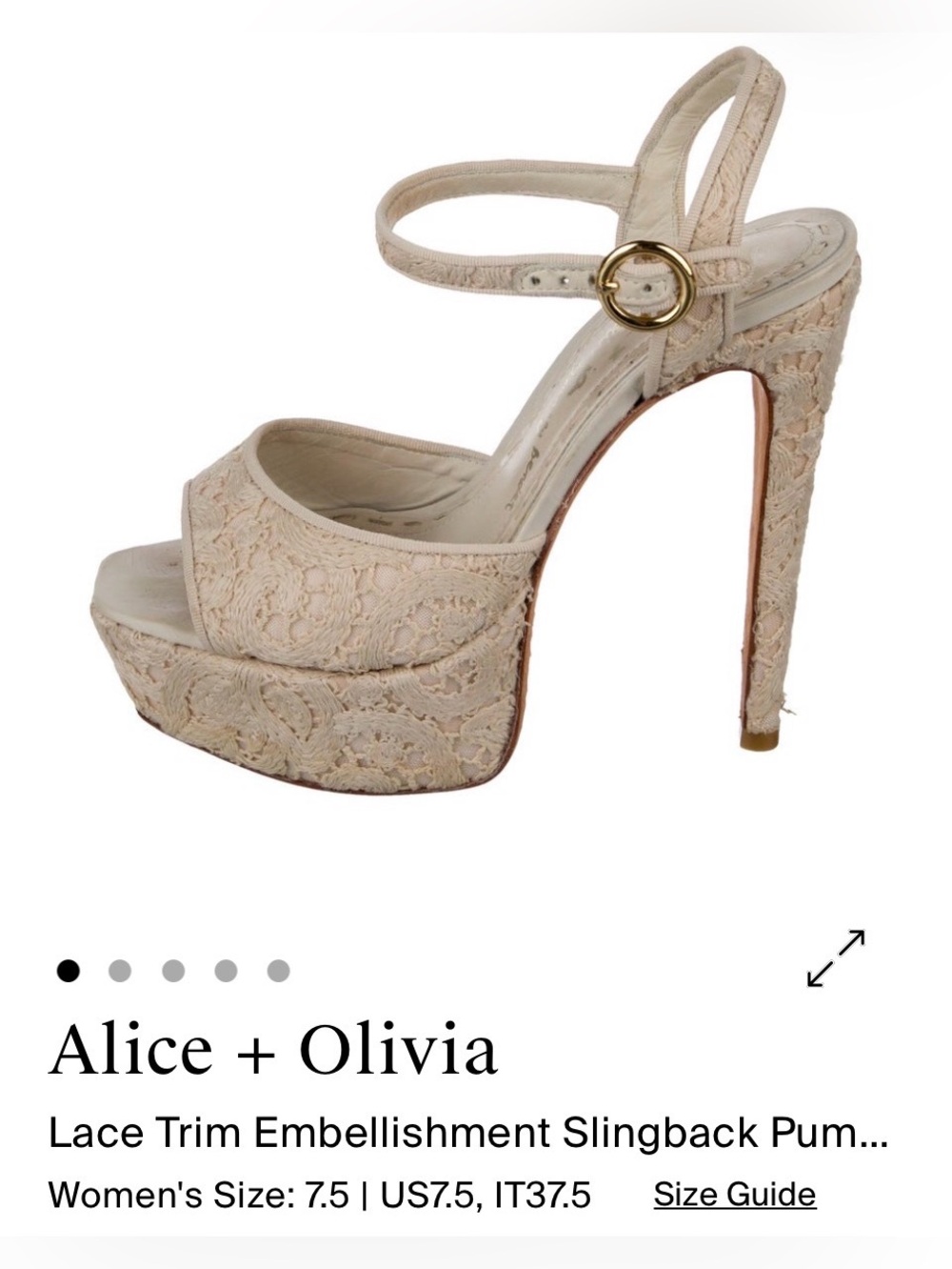Alice + Olivia Lena Ivory Lace Platform Heels 7.5